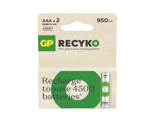 Акумулятор Gp AAA 950mAh ReCyko HR03 1.2V (2 battery pack) (100AAAHCER21-2TLB2 / 4891199212628)