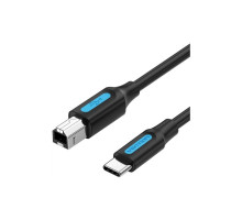 Кабель для принтера USB-C 2.0 to BM 1.5m 2A black Vention (CQUBG)