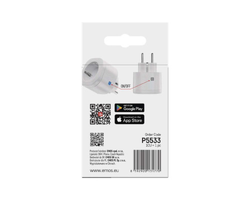 Розумна розетка WIFI P5533 GoSmart, ZigBee 3.0, IP44 EMOS (P5533)