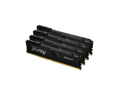 Модуль пам'яті для комп'ютера DDR4 128GB (4x32GB) 3200 MHz Fury Beast Black Kingston Fury (ex.HyperX) (KF432C16BBK4/128)