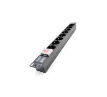 Силовий блок 19" 8 розеток, без кабеля, вимикач, алюм. корпус Pipo (PP8PDUGRC14)