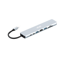 Концентратор 2E USB-C 8-in-1 1xUSB 2.0 + 1xUSB 3.0 + 2xUSB-C PD + HDMI + microSD/SD + 1xRJ45 0.13m gray (2E-W2681)