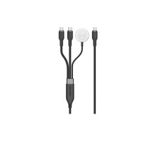 Дата кабель USB-C to 2xUSB-C 100W + Apple Watch 5W 1.4m FUSION-CCW black Promate (fusion-ccw.black)