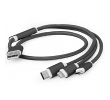 Дата кабель USB 2.0 AM to Lightning + Micro 5P + USB-C 1.0m black Cablexpert (CC-USB2-AM31-1M)