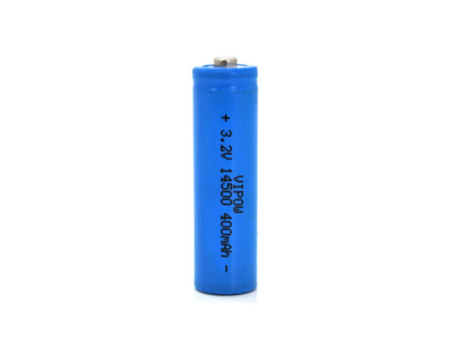 Акумулятор 14500 LiFePO4 (size AA), 400mAh, 3.2V, TipTop, blue Vipow (IFR14500-400mAhTT / 21438)