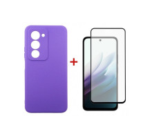 Чохол до мобільного телефона Dengos Carbon Kit for Xiaomi Redmi 15 4G case + glass Purple (DG-KM-164)