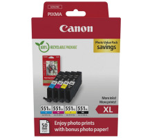 Картридж Canon CLI-551Multipack (BK,C,M,Y) XL +Paper (6443B008)