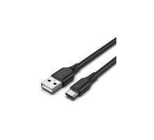 Дата кабель USB 2.0 AM to USB-C 1.5m 3A nylon braided LED black Vention (CTFBG)