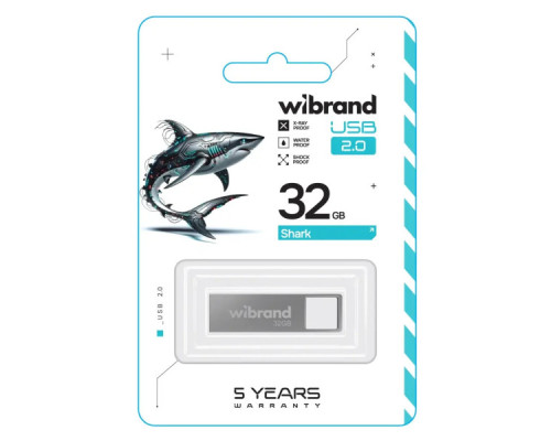 USB флеш накопичувач Wibrand 32GB Shark Silver USB 2.0 (WI2.0/SH32U4S)