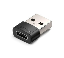 Перехідник USB 2.0 AМ to USB Type-C (F) Black PVC Vention (CDWB0)