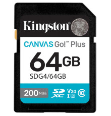Карта пам'яті Kingston 64GB SDXC сlass 10 UHS-I U3 V30 Canvas Go Plus G4 (SDG4/64GB)
