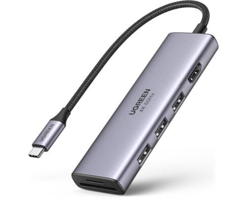 Концентратор Ugreen USB3.1 Type-C to HDMI 4K60Hz/USB 3.0х2/SD/TF/PD 100W 5-in-1 CM511 (60383)