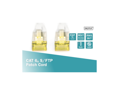 Патч-корд 20м, CAT 6a S-FTP, AWG 26/7, Cu, LSZH, gray Digitus (DK-1644-A-200)