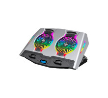 Підставка до ноутбука IceCoorel 10-18", 2*125mm 1400 RPM, 2*USB, + LCD display, 461x298x52mm, Silver (N9S)