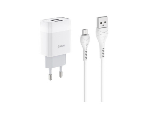 Зарядний пристрій HOCO C73A Glorious 2xUSB + cable Micro 5P 12W White (6931474713063)