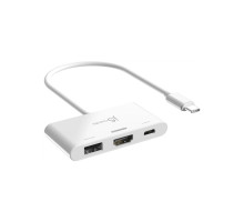 Концентратор J5create USB-C 3-in-1 HDMI + USB + USB-C PD white (JCA399-N)