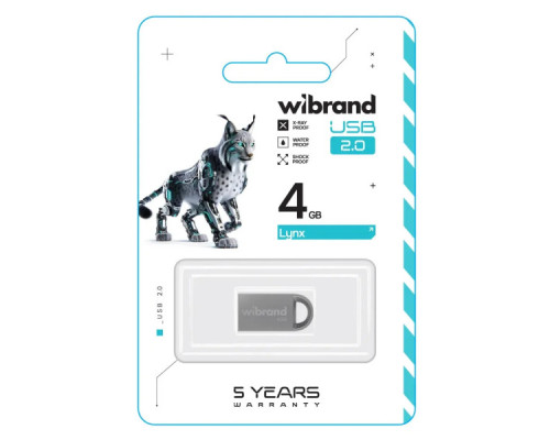 USB флеш накопичувач Wibrand 4GB lynx Silver USB 2.0 (WI2.0/LY4M2S)