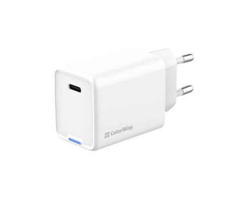 Зарядний пристрій ColorWay GaN Mini 45W PD Port PPS USB-C white (CW-CHS057PD-WT)