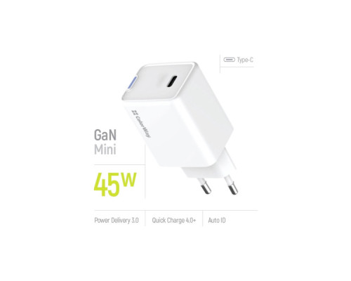 Зарядний пристрій ColorWay GaN Mini 45W PD Port PPS USB-C white (CW-CHS057PD-WT)