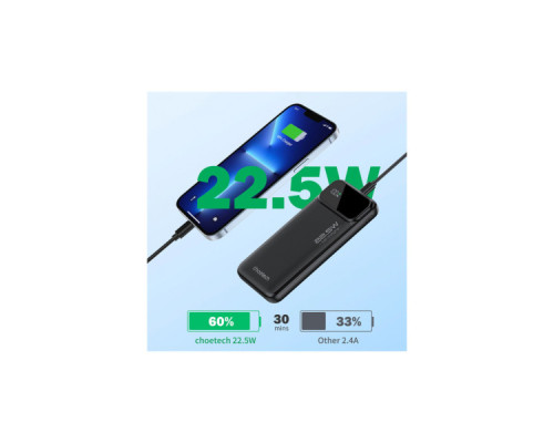 Батарея універсальна Choetech 10000mAh 22.5W, PD, QC/3.0, USB-A, USB-C, Black (B728-CCBK) Батарея універсальна Choetech 10000mAh 22.5W, PD, QC/3.0, USB-A, USB-C, Black (B728-CCBK)