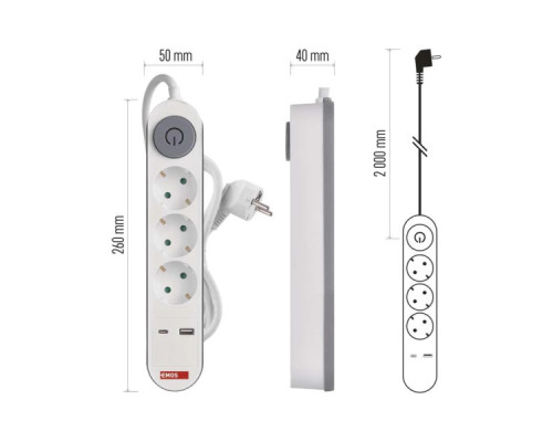 Мережевий подовжувач EMOS P1322PD