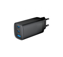 Зарядний пристрій Gembird USB-A + 2xType-C (PD18W + QC3.0 27W) black (TA-UC-PDQC65-01-BK)
