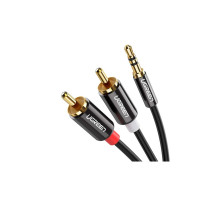 Кабель мультимедійний 3.5mm M to 2xRCA M 1.0m AV116 black Ugreen (10749)