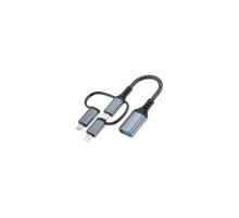 Дата кабель OTG USB 3.0 AF to USB-C + Micro 5P + Lightning 0.11m 60W XoKo (XK-AC-155)