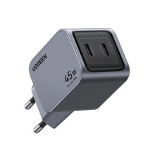Зарядний пристрій Ugreen 2xUSB-C PD45W GaN X707 gray (35008)