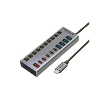 Концентратор Promate USB-C 10-in-1 5xUSB-C + 5xUSB gray (gegahub-5g)