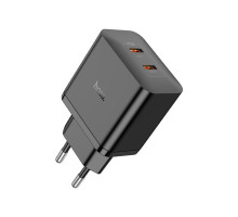 Зарядний пристрій HOCO N35 Streamer 2xUSB-C PD45W GaN Black (6931474797193)