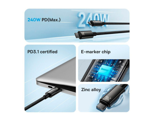 Дата кабель USB-C to USB-C 3.0m 240W black Baseus (CAWJ040201)