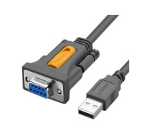 Кабель для передачі даних USB to COM F 1.5m DB9 RS-232 CR104 black Ugreen (20201)