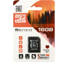 Карта пам'яті Mibrand 16GB microSDHC class 10 UHS-I (MICDHU1/16GB-A)