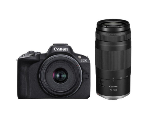 Цифровий фотоапарат Canon EOS R50 + RF-S 18-45 IS STM + RF 75-300 Black (5811C150BA)