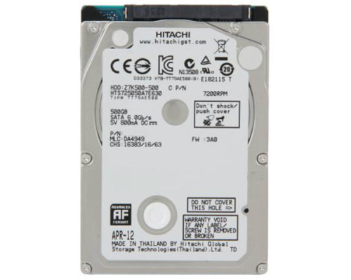 Жорсткий диск для ноутбука 2.5" 500GB WDC Hitachi HGST (0J38075 / HTS725050A7E630)