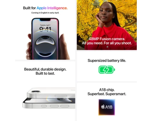 Мобільний телефон Apple iPhone 16e 256GB White (MD1W4) Мобільний телефон Apple iPhone 16e 256GB White (MD1W4)