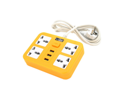 Мережевий фільтр живлення Voltronic TВ-Т15, 4роз, 3*USB Yellow (ТВ-Т15-Yellow)