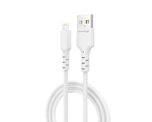 Дата кабель USB 2.0 AM to Lightning 1.0m 2.4A white Grand-X (PL-05W)