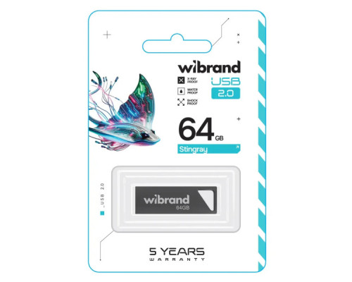 USB флеш накопичувач Wibrand 64GB Stingray Grey USB 2.0 (WI2.0/ST64U5G)