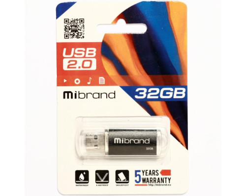 USB флеш накопичувач Mibrand 32GB Cougar Black USB 2.0 (MI2.0/CU32P1B)