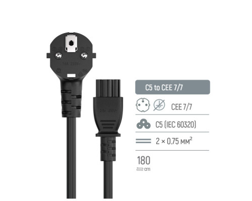 Кабель живлення C5 1.0m black ColorWay (CW-CBP084-BK) Кабель живлення C5 1.0m black ColorWay (CW-CBP084-BK)