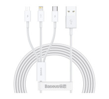 Дата кабель USB 2.0 AM to Lightning + Micro 5P + USB-C 1.5m 3.5A white Baseus (CAMLTYS-02)