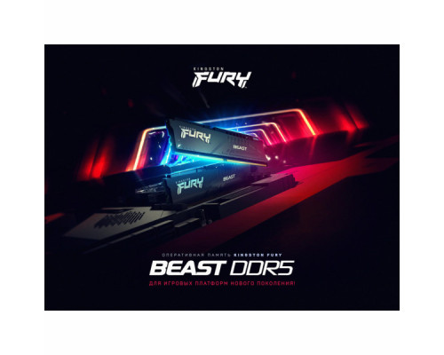 Модуль пам'яті для комп'ютера DDR5 16GB 6000 MHz Beast Black Kingston Fury (ex.HyperX) (KF560C40BB-16)