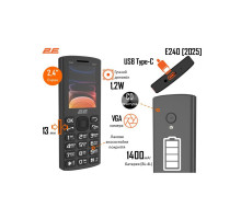 Мобільний телефон 2E E240 2025 Black (794300867202)
