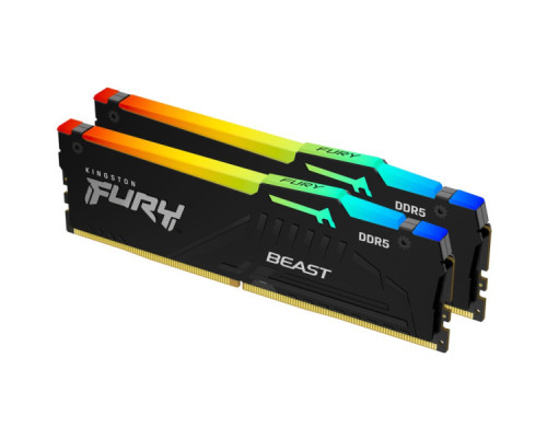 Модуль пам'яті для комп'ютера DDR5 64GB (2x32GB) 5600 MHz FURY Beast RGB Kingston Fury (ex.HyperX) (KF556C40BBAK2-64)