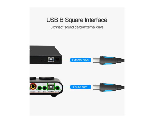 Кабель для принтера USB 2.0 AM/BM 1.0m black Vention (VAS-A16-B100)