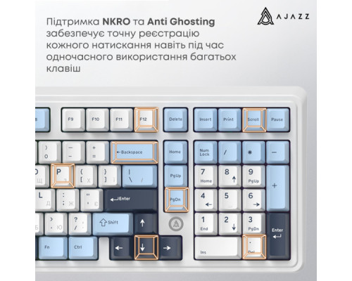 Клавіатура Ajazz AK980 MAX Magnetic Switch USB UA White/Blue (AK980-MAX-M-BWDB)