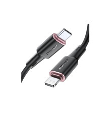 Дата кабель USB-C to Lightning 1.2m 3A 20W silicon black Acefast (6974316280644)