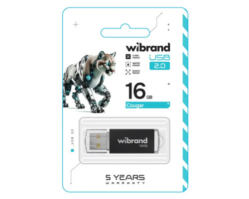 USB флеш накопичувач Wibrand 16GB Cougar Black USB 2.0 (WI2.0/CU16P1B)